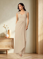 Augday Birdie A-Line Queen Anne Sequins Chiffon Dress