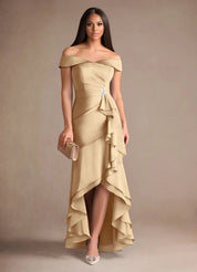 Augday Billings Mermaid Off the Shoulder Stretch Satin Dress