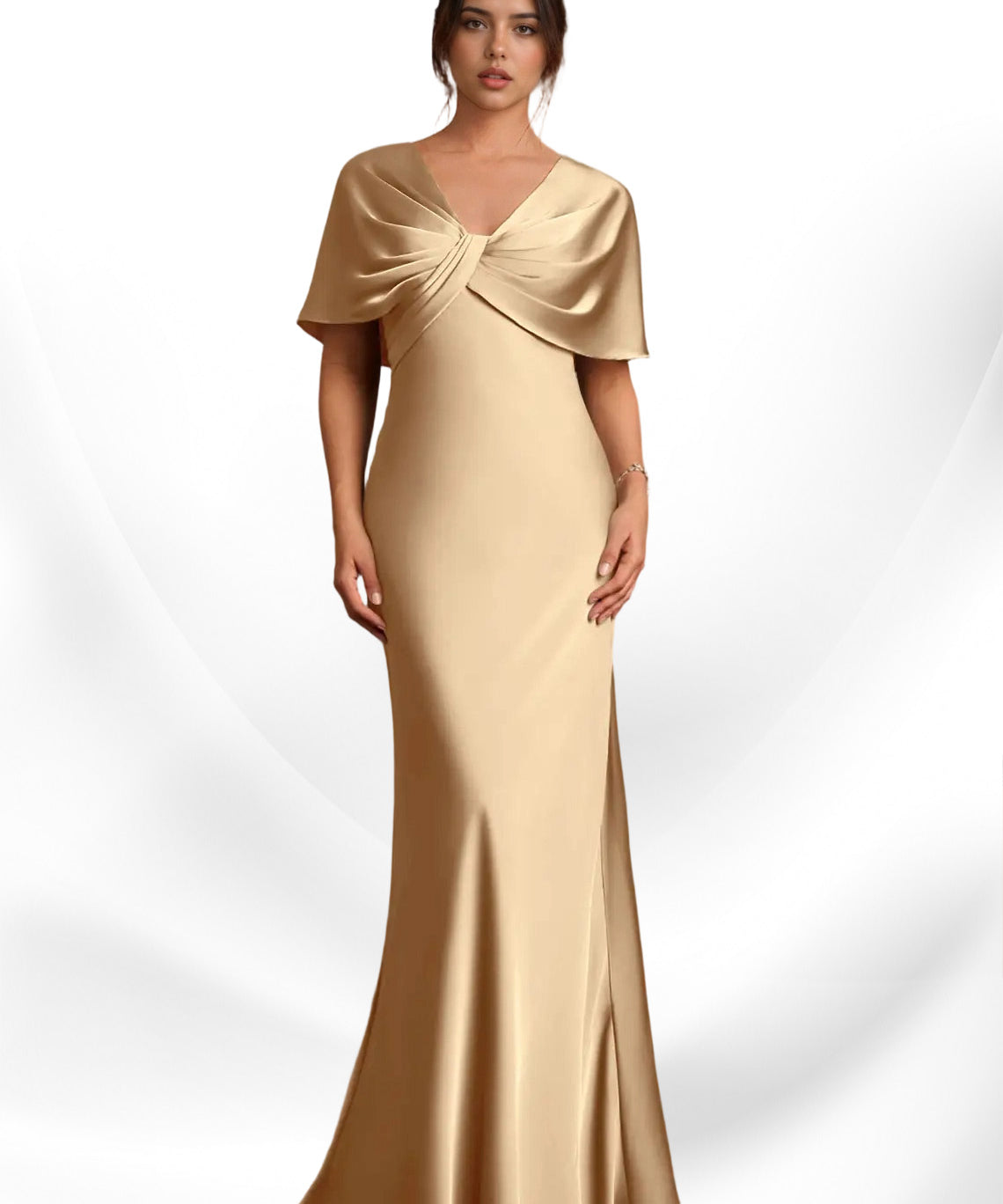 Augday Dosia Sheath Pleated Stretch Satin Dress