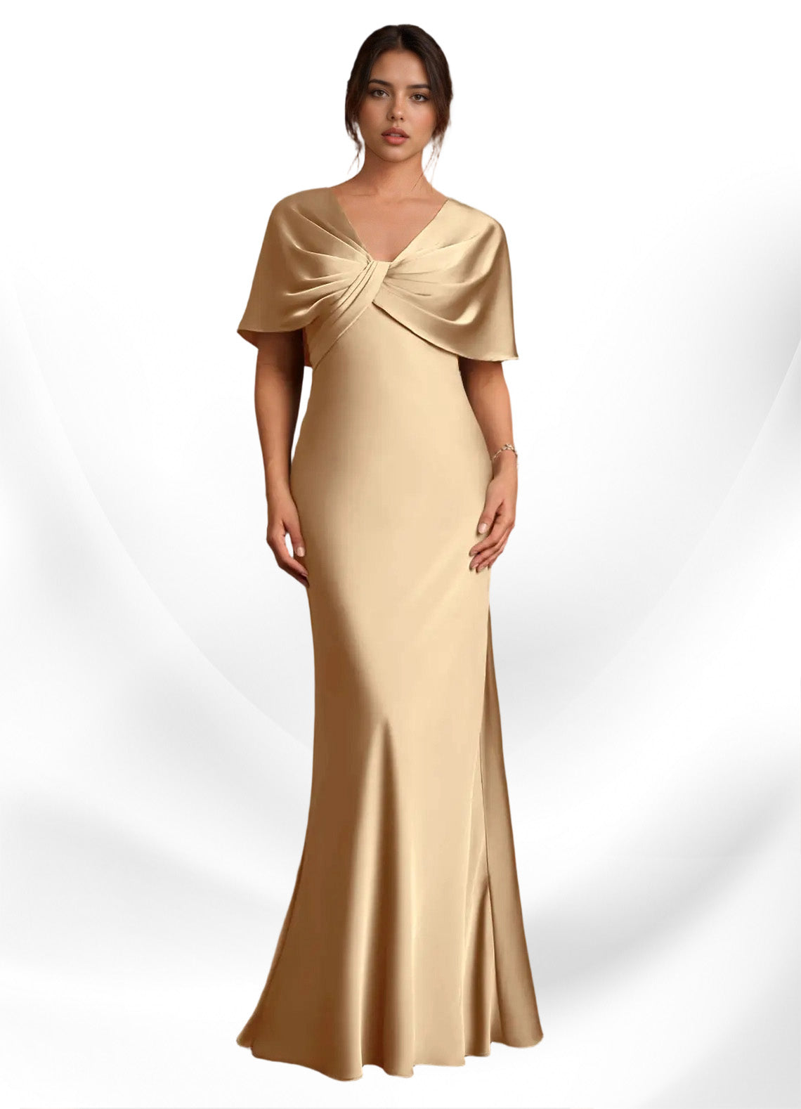 Augday Dosia Sheath Pleated Stretch Satin Dress