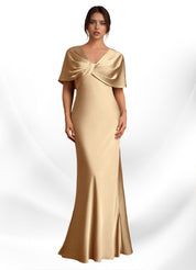 Augday Dosia Sheath Pleated Stretch Satin Dress