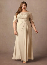 Augday Hera Mother of the Bride Dresses A-Line Lace Capelet Chiffon Dress Plus Size