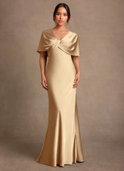 Augday Dosia Sheath Pleated Stretch Satin Dress