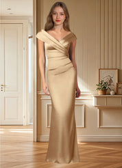 Augday Ludlow Mermaid Pleated Stretch Satin Dress