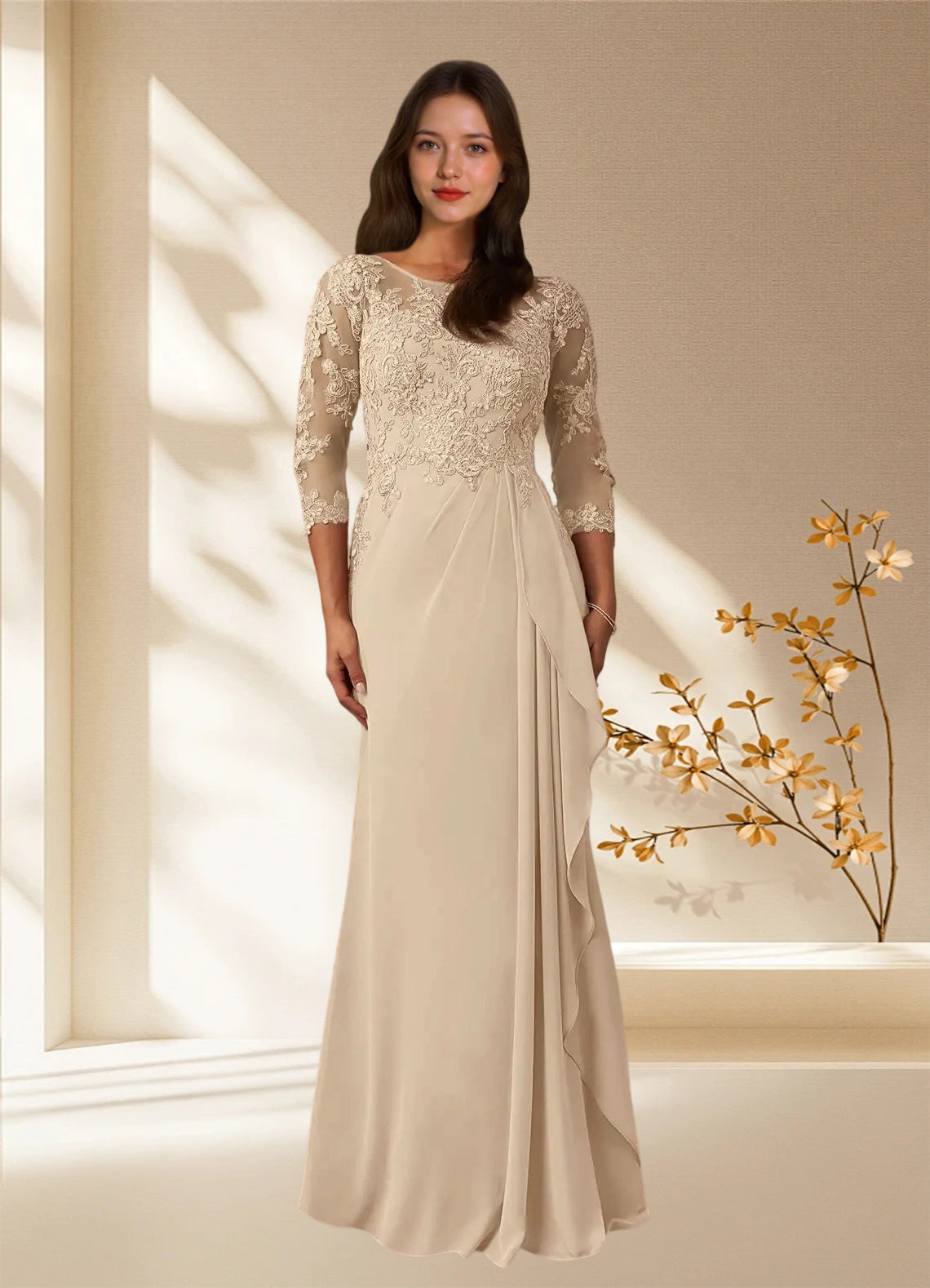 Augday Calanthe A-Line Scoop Chiffon Dress
