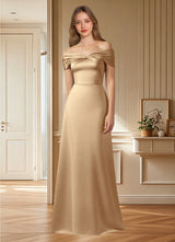 Augday Amelia A-Line Off the Shoulder Stretch Satin Dress