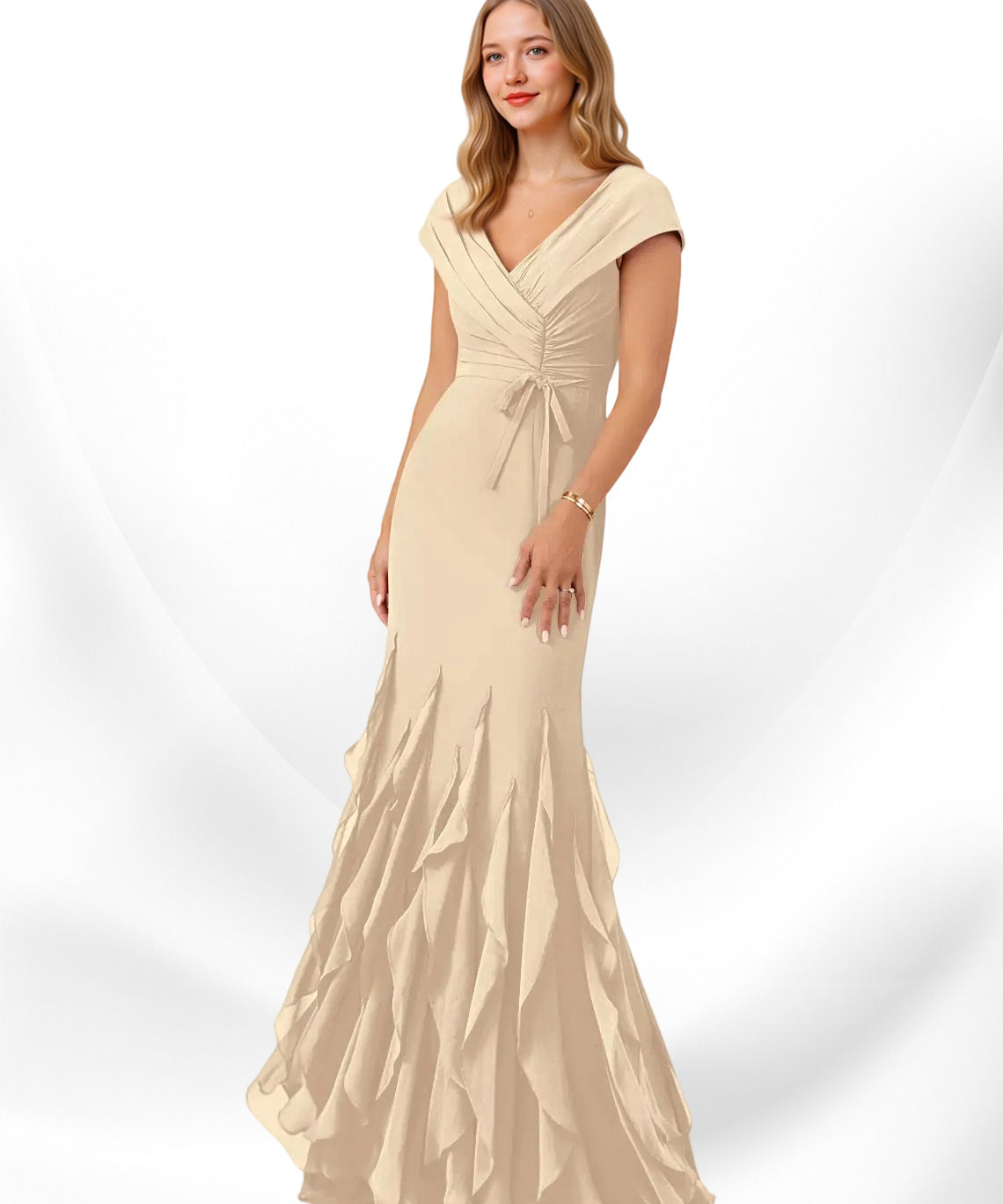 Augday Bailora Mermaid Ruched Chiffon Dress