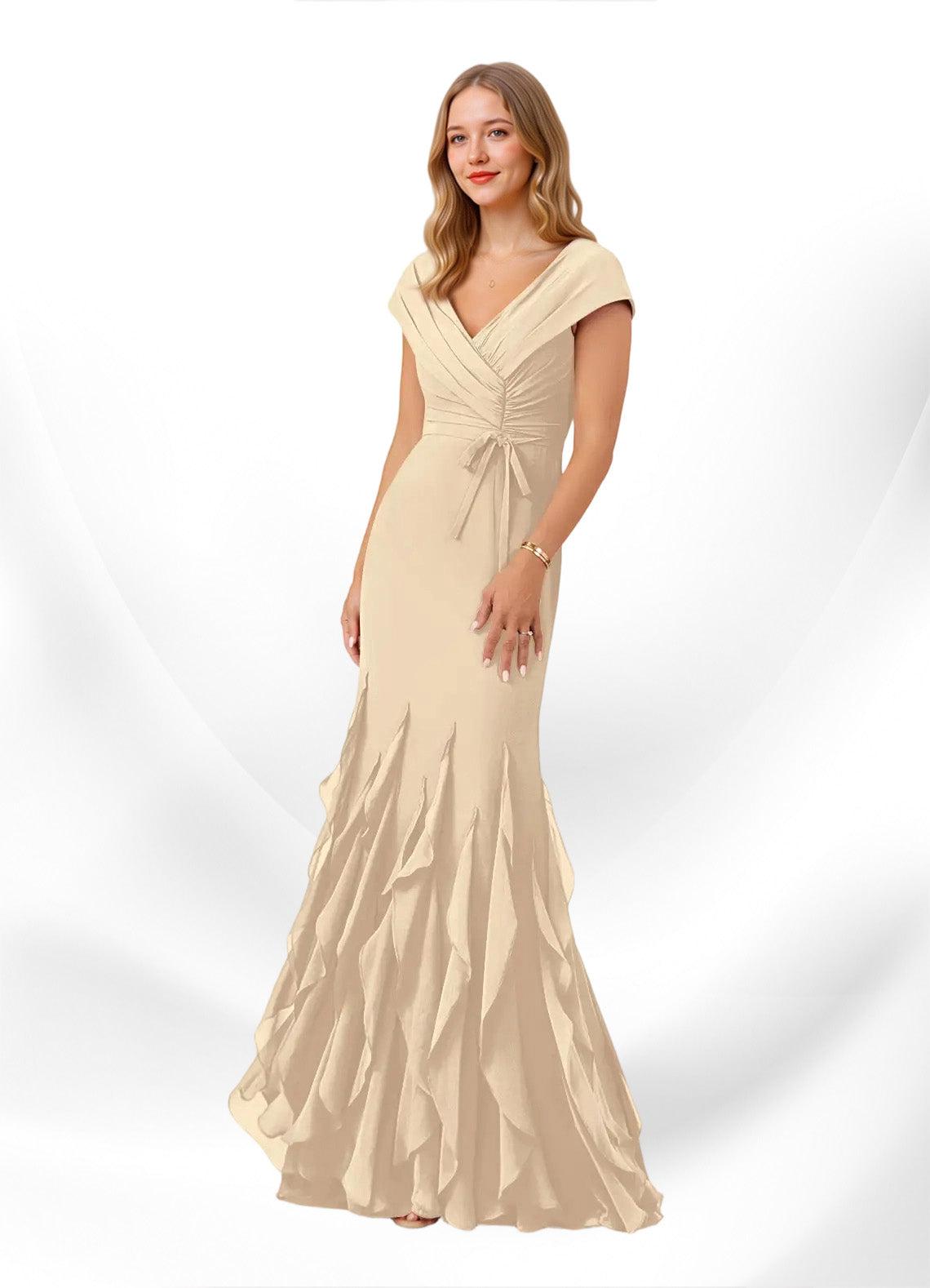 Augday Bailora Mermaid Ruched Chiffon Dress