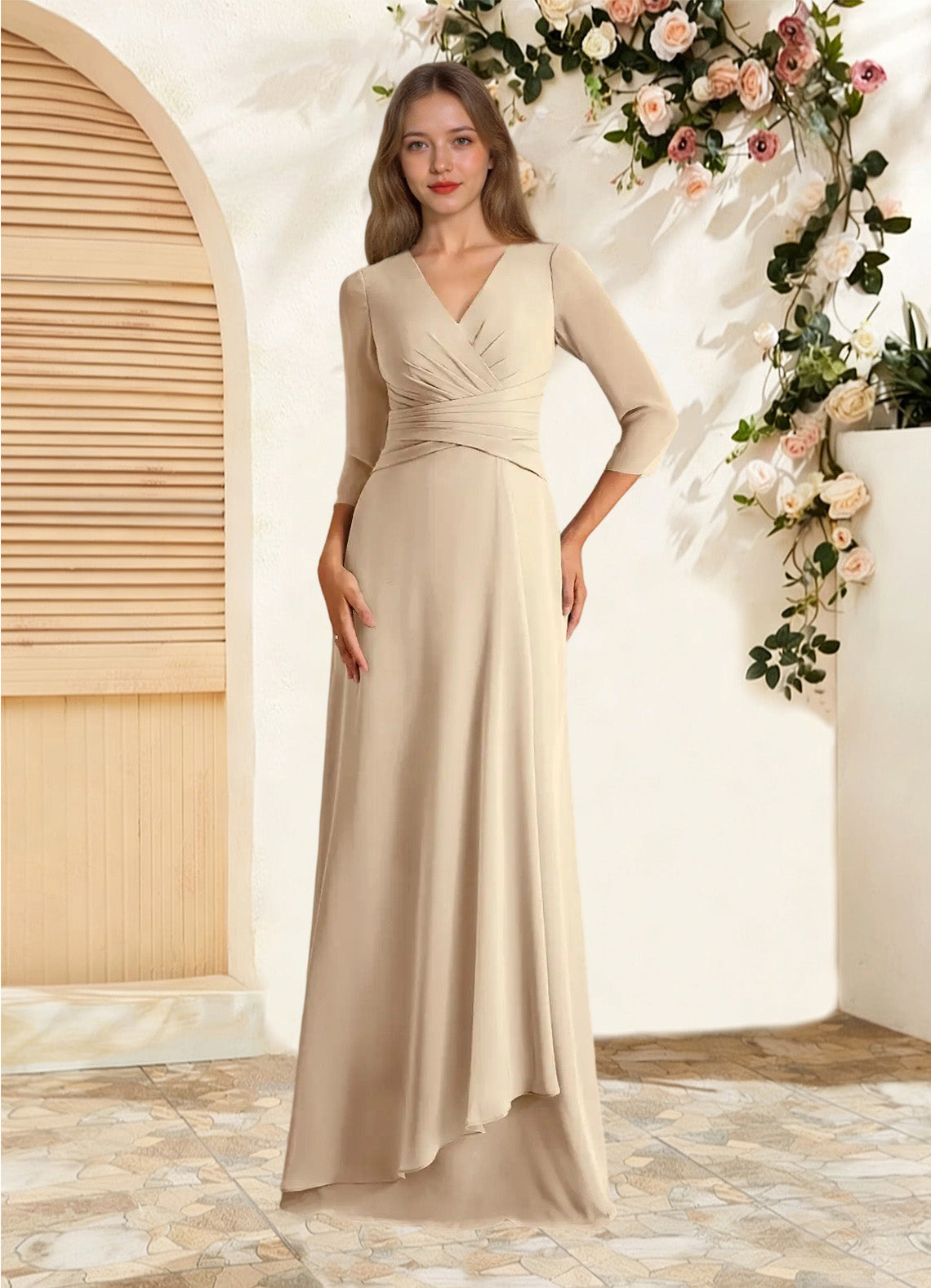Augday Mayfield A-Line Pleated Chiffon Dress
