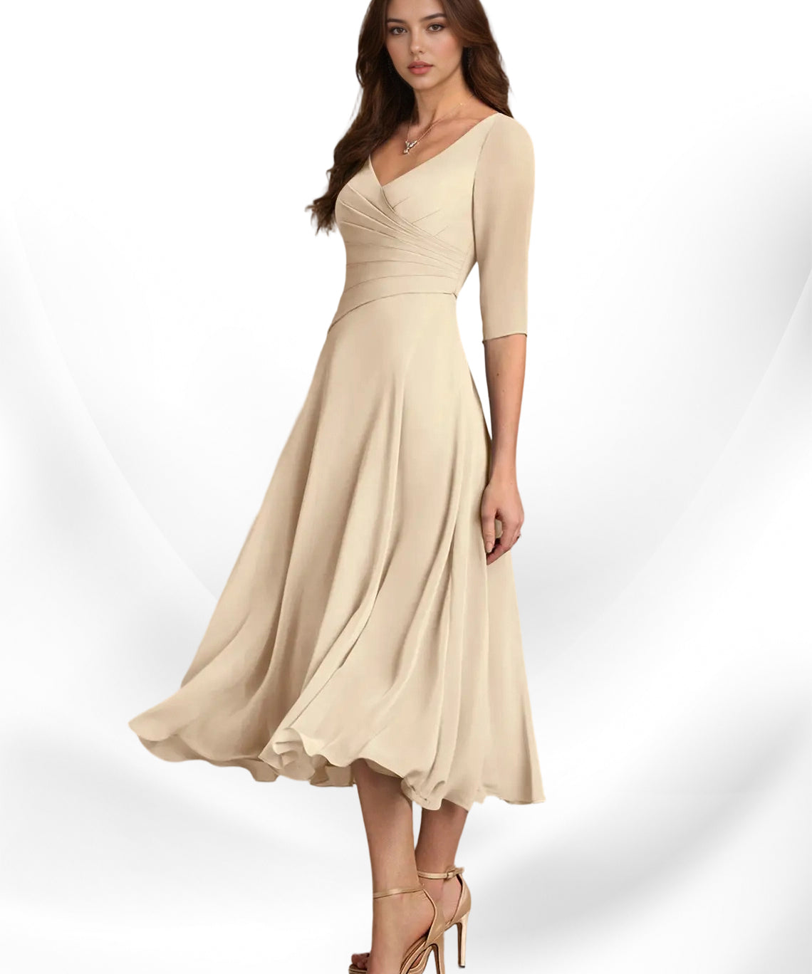 Augay Durant A-Line Pleated Chiffon Dress
