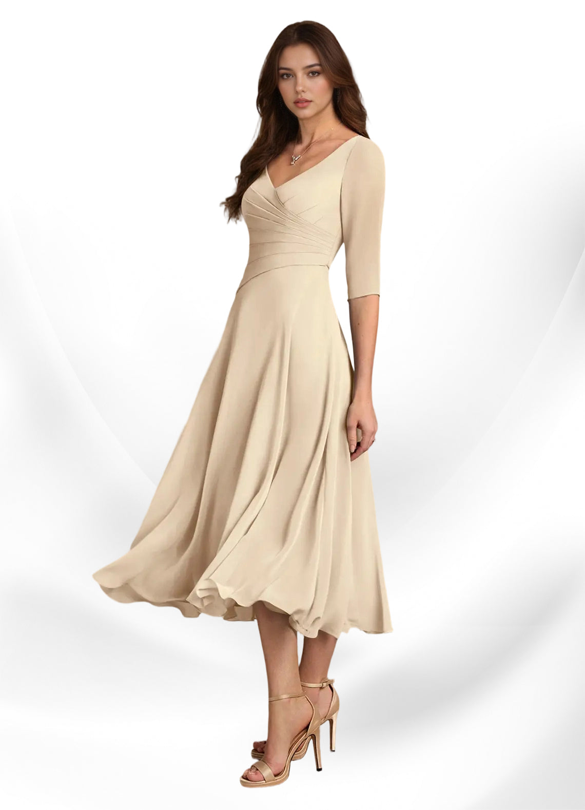 Augay Durant A-Line Pleated Chiffon Dress