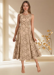 Augday Fulton A-Line Pleated Floral Burnout Dress