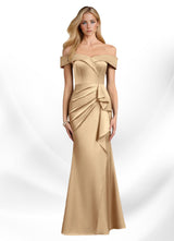 Augday Laredo Mermaid Off the Shoulder Stretch Satin Dress