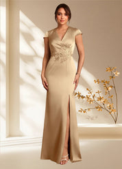 Augday Rilda Sheath Lace Stretch Satin Dress