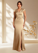 Augday Rilda Sheath Lace Stretch Satin Dress