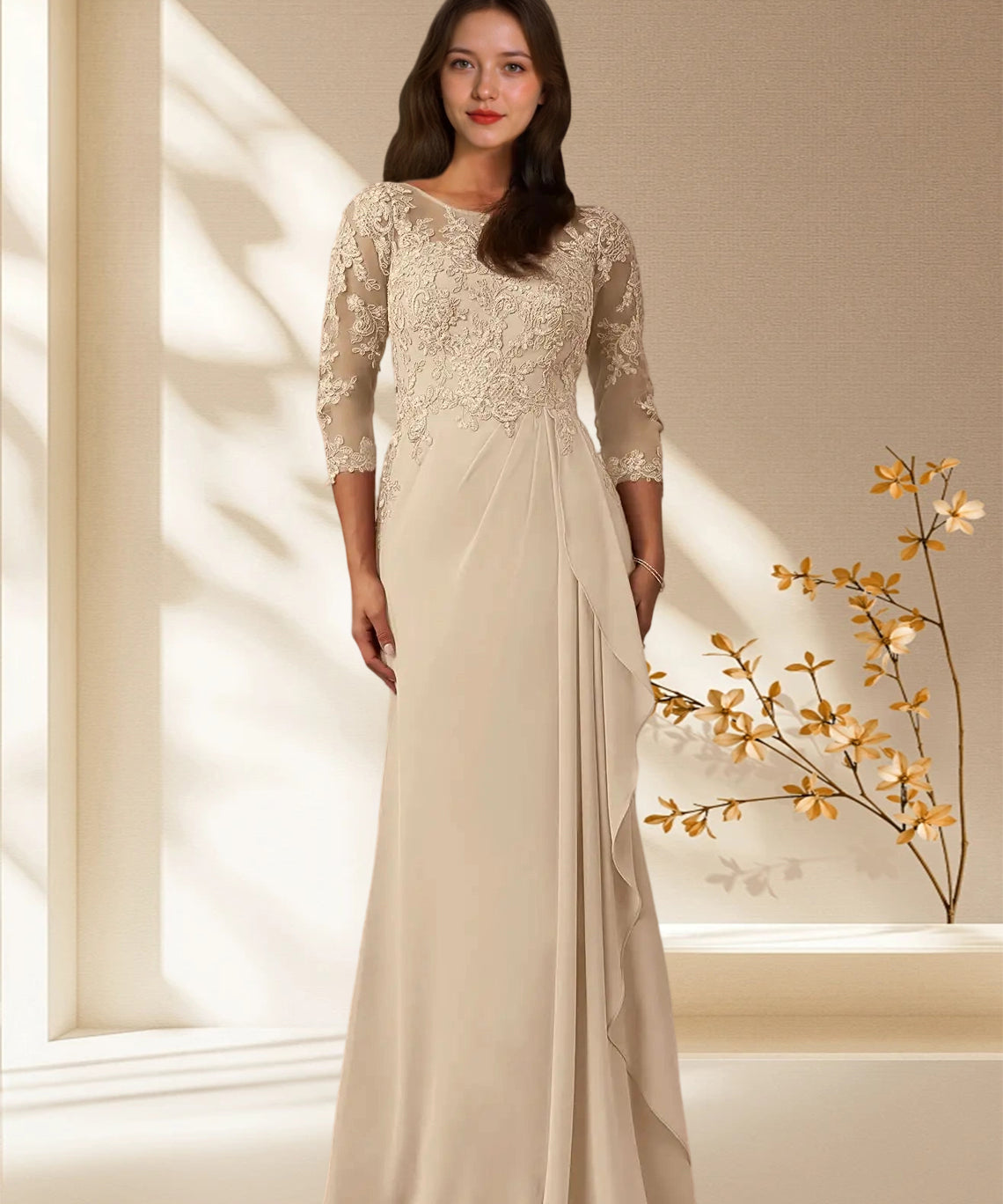 Augday Calanthe A-Line Scoop Chiffon Dress