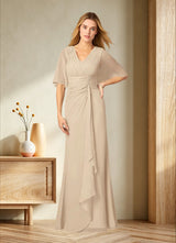 Augday Carson A-Line V-Neck Lace Chiffon Dress