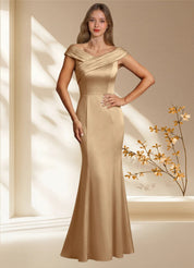 Augday Aberdeen Sheath Pleated Stretch Satin Dress