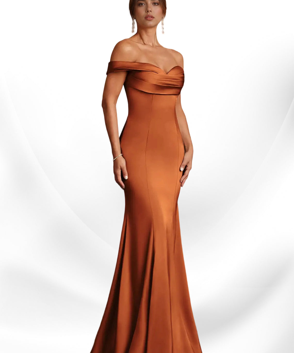 Augday  Mermaid Off the Shoulder Stretch Satin Dress