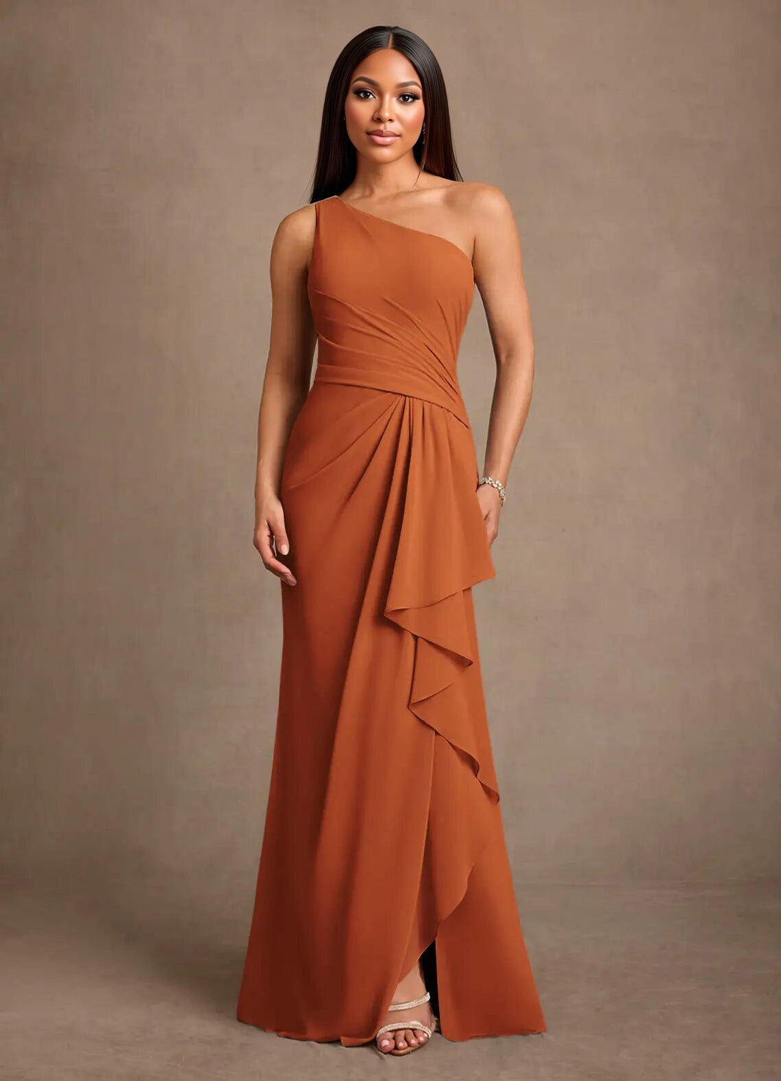 Augday Floy Sheath One Shoulder Chiffon Dress