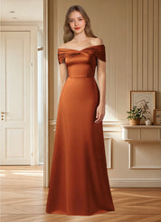 Augday Amelia A-Line Off the Shoulder Stretch Satin Dress