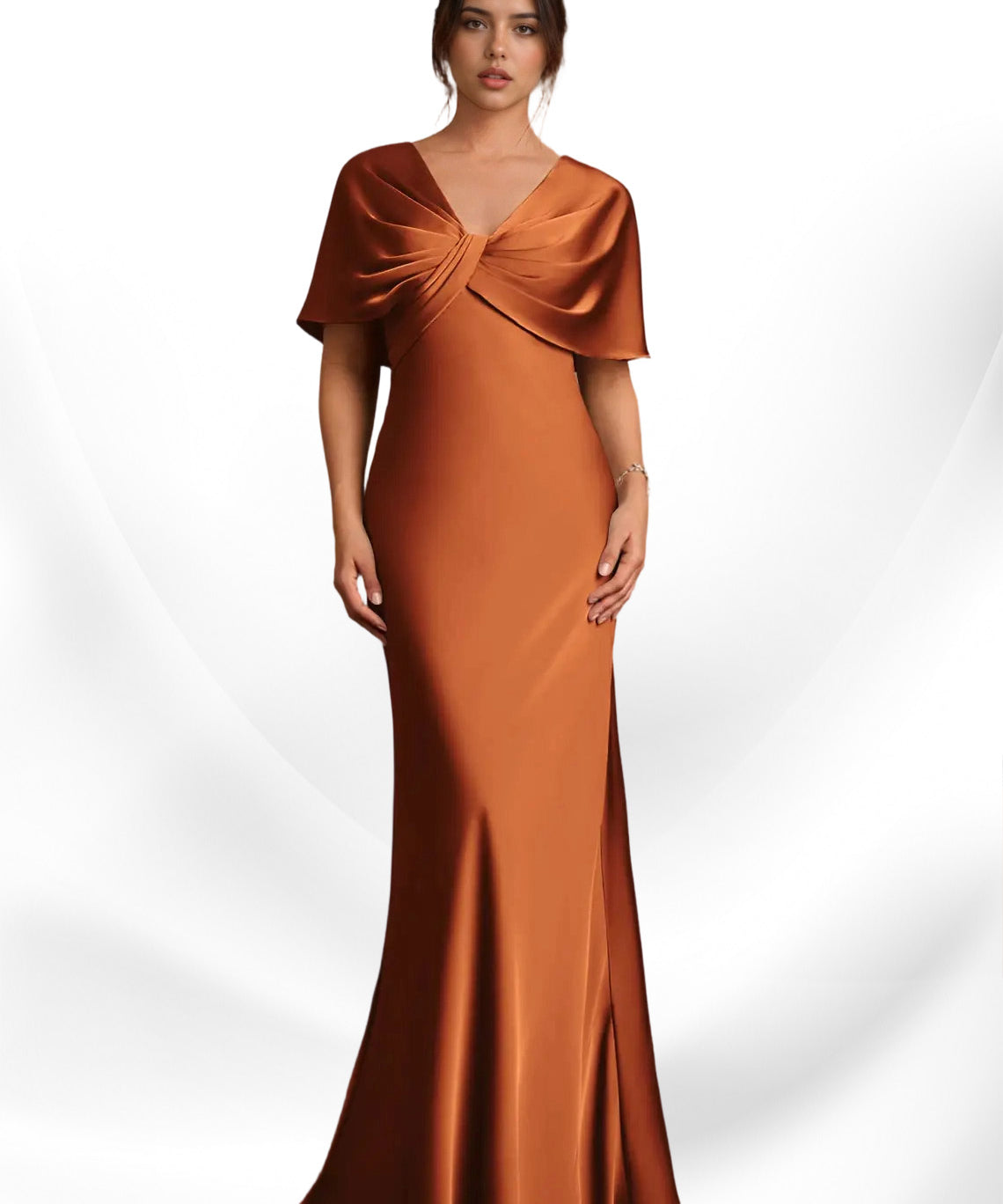 Augday Dosia Sheath Pleated Stretch Satin Dress