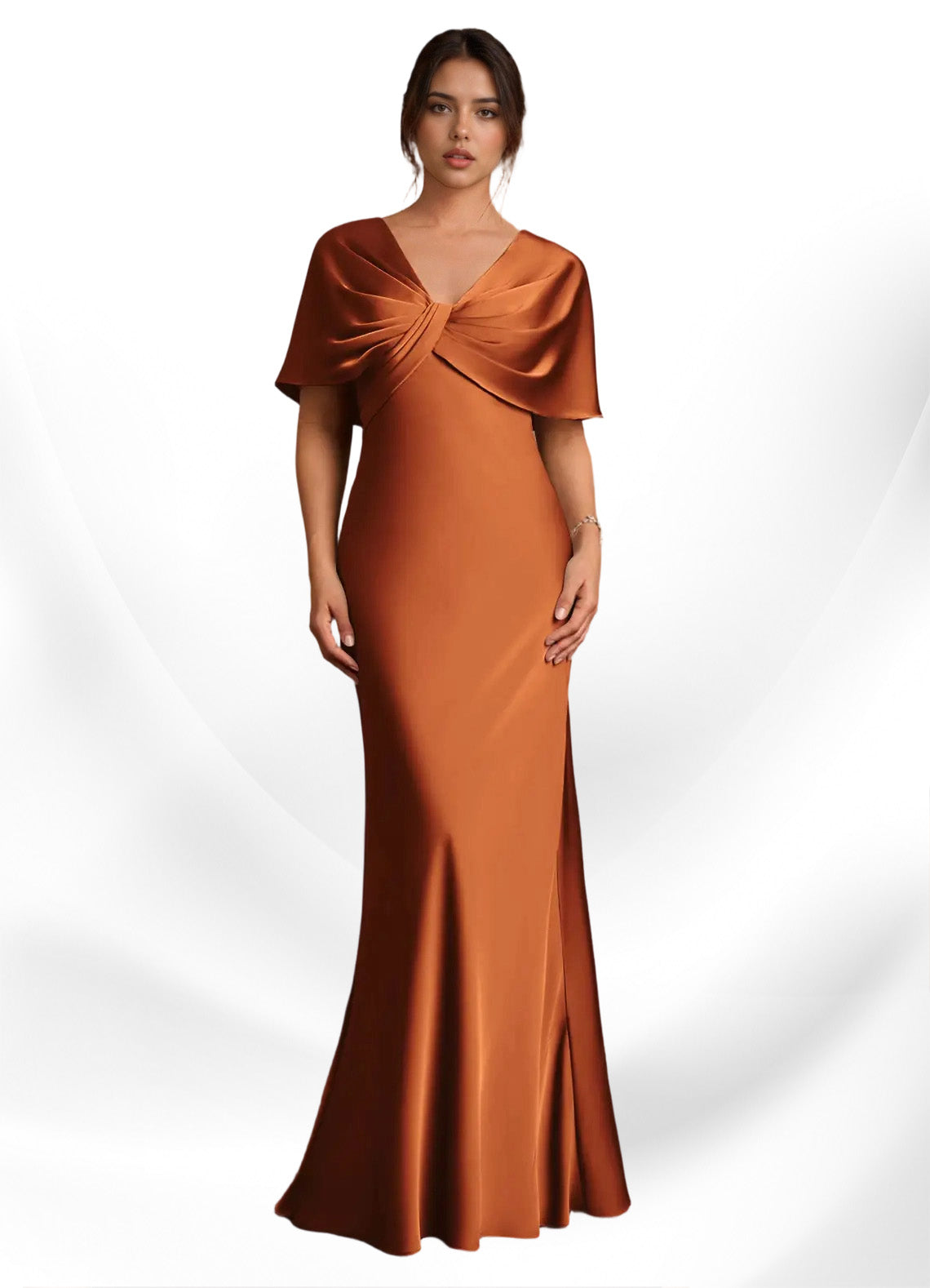 Augday Dosia Sheath Pleated Stretch Satin Dress