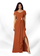 Augday Mary A-Line Side Slit Chiffon Dress