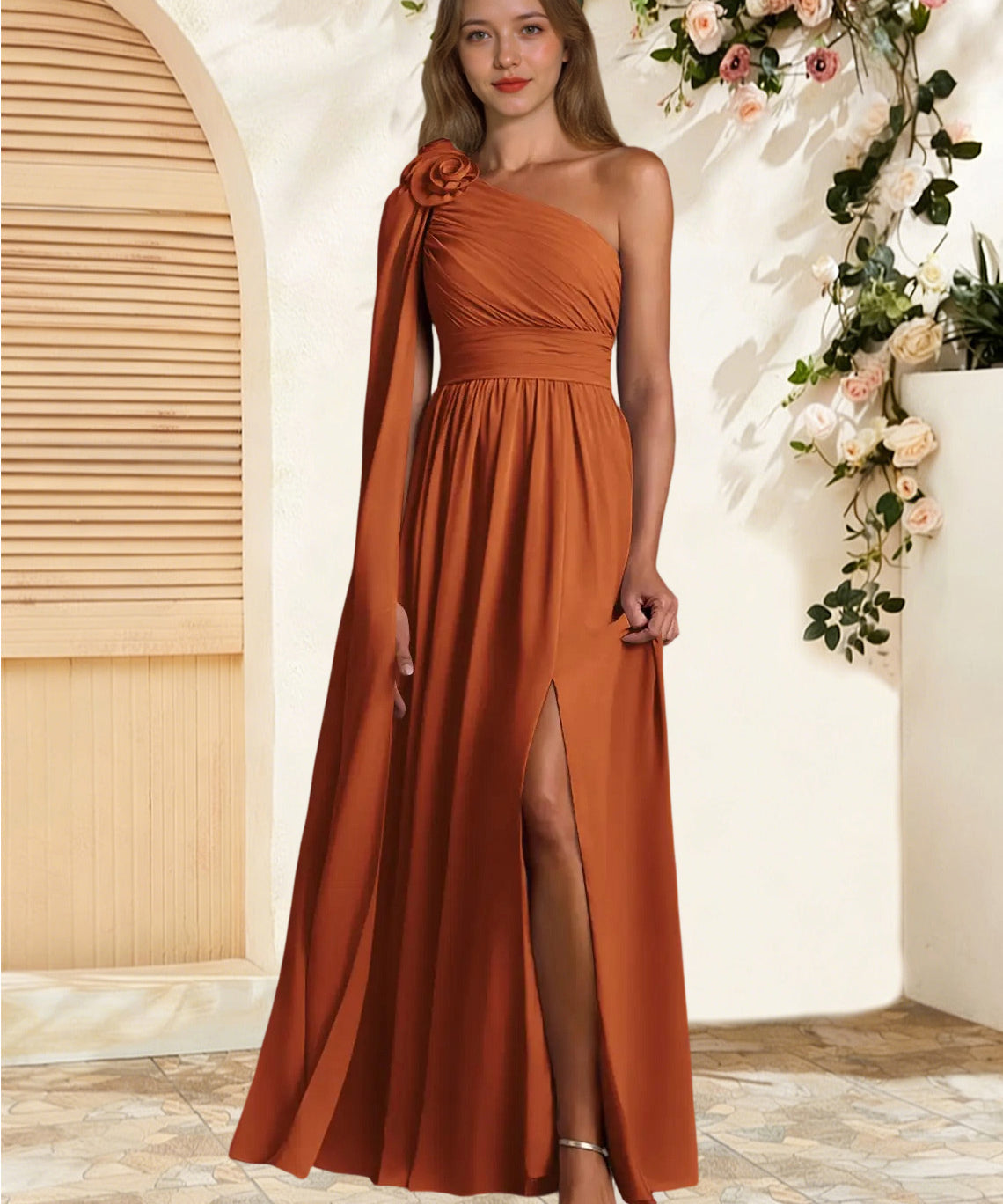 Augday Lancaster A-Line One Shoulder Chiffon Dress