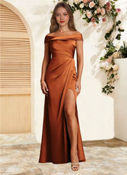 Augday Bedford Sheath Pleated Stretch Satin Dress