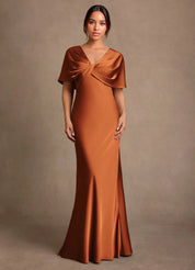 Augday Dosia Sheath Pleated Stretch Satin Dress