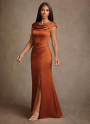 Augday Irvine A-Line Pleated Stretch Satin Dress
