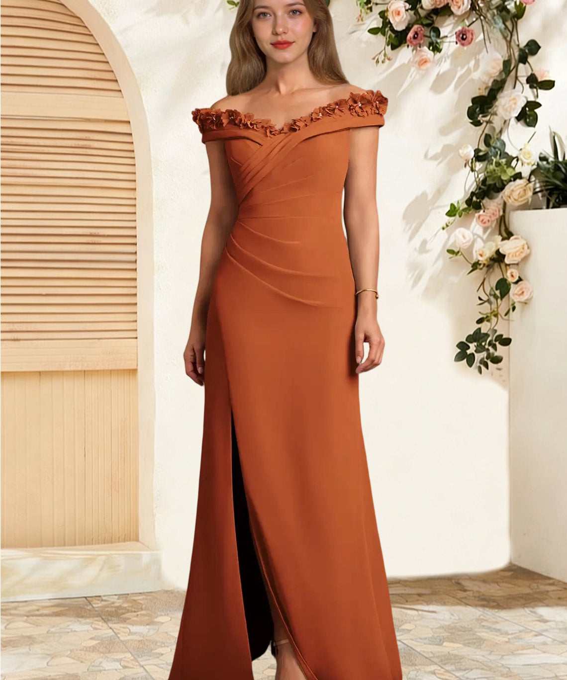 Augday Jettie Sheath Pleated Chiffon Dress