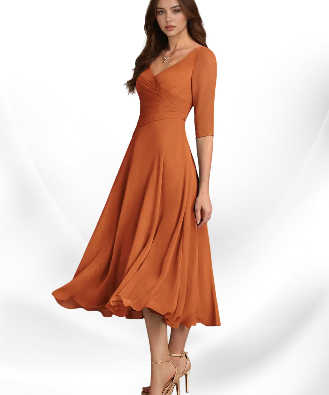 Augay Durant A-Line Pleated Chiffon Dress