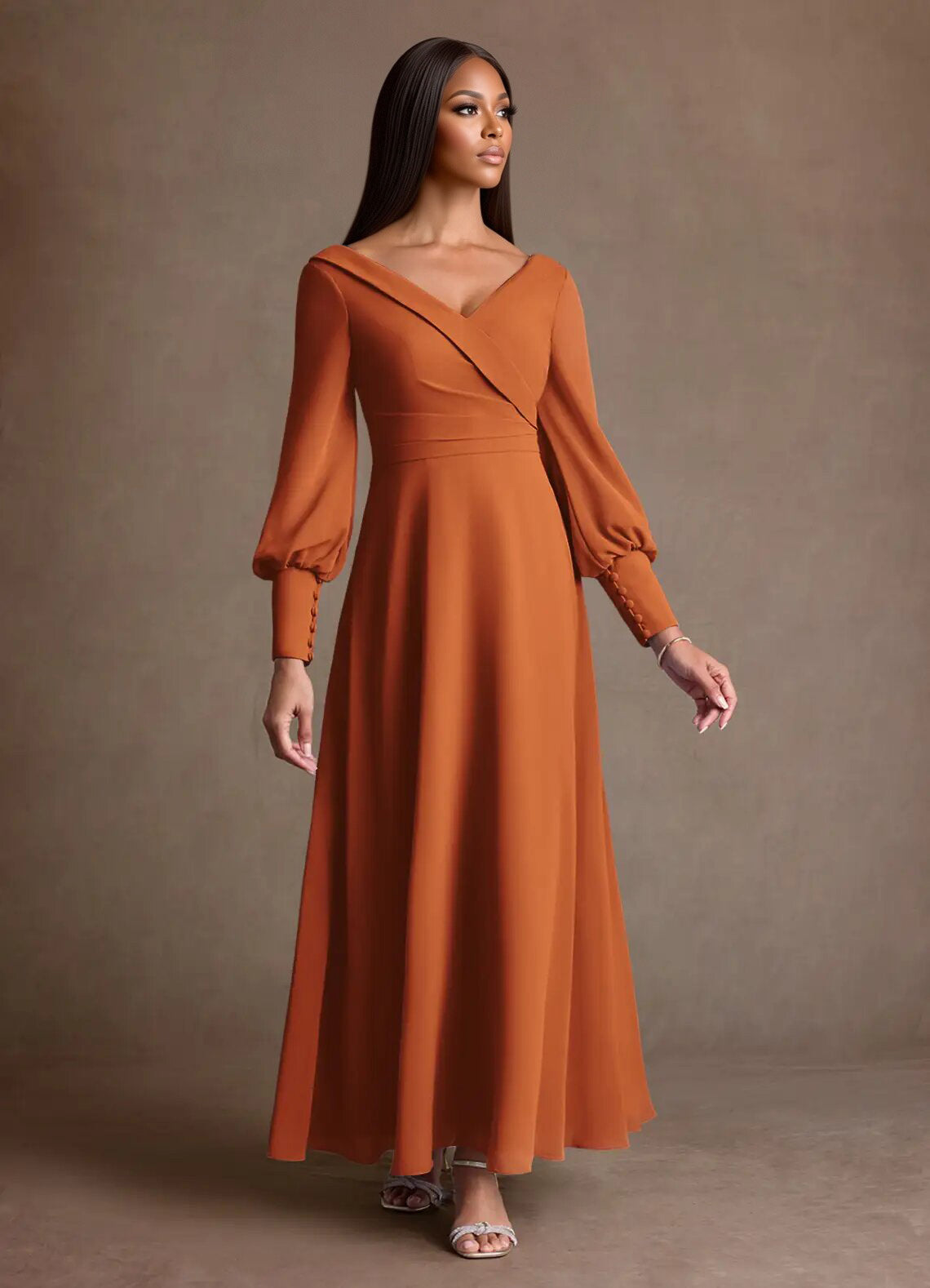 Augday Paterson A-Line Pleated Chiffon Dress