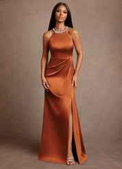 Augday Lawrence A-Line Pleated Stretch Satin Dress