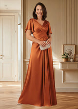 Augday Emmeline A-Line Pleated Stretch Satin Dress