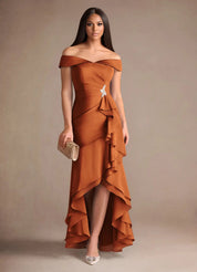 Augday Billings Mermaid Off the Shoulder Stretch Satin Dress