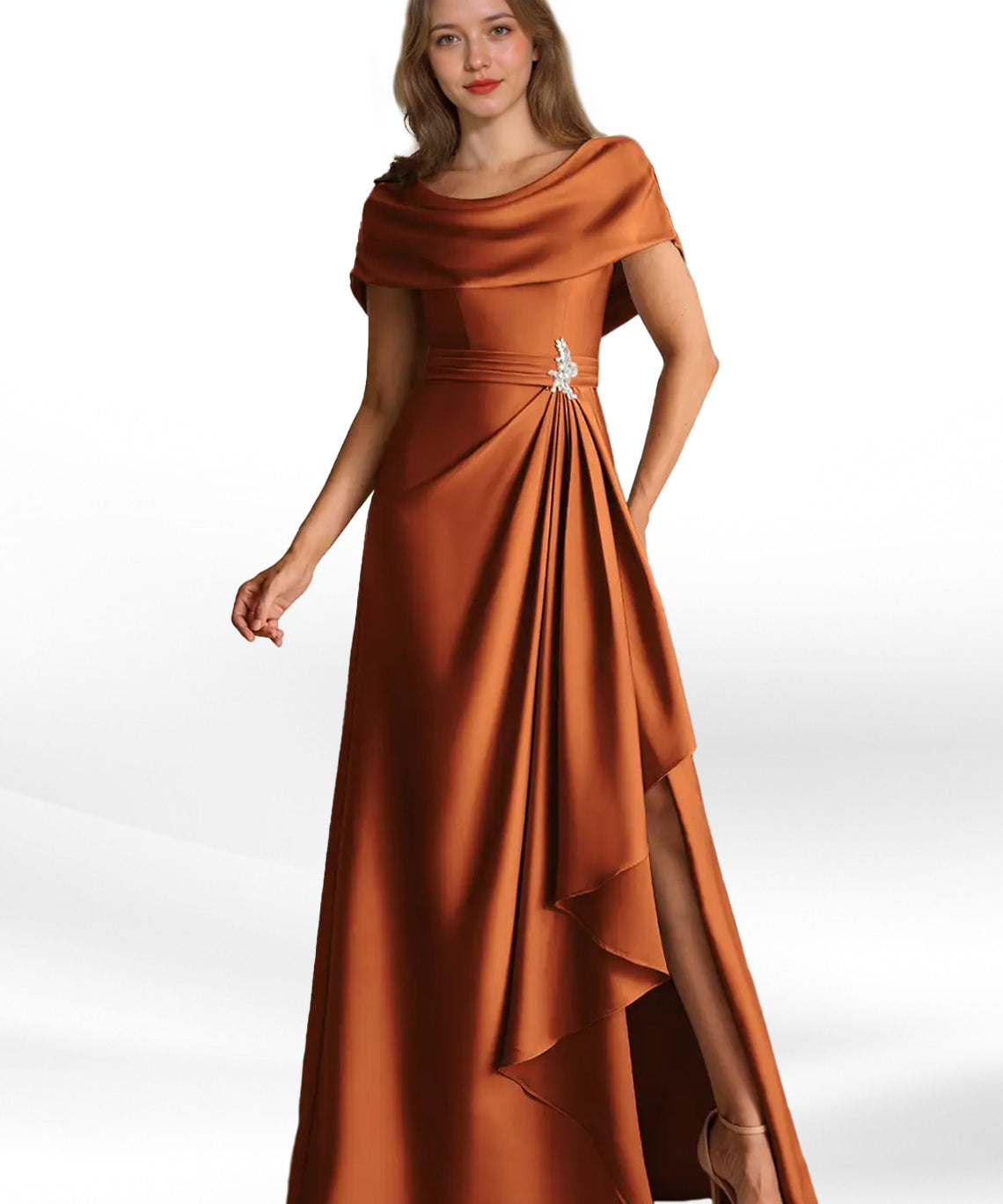 Augday Branford A-Line Pleated Stretch Satin Dress