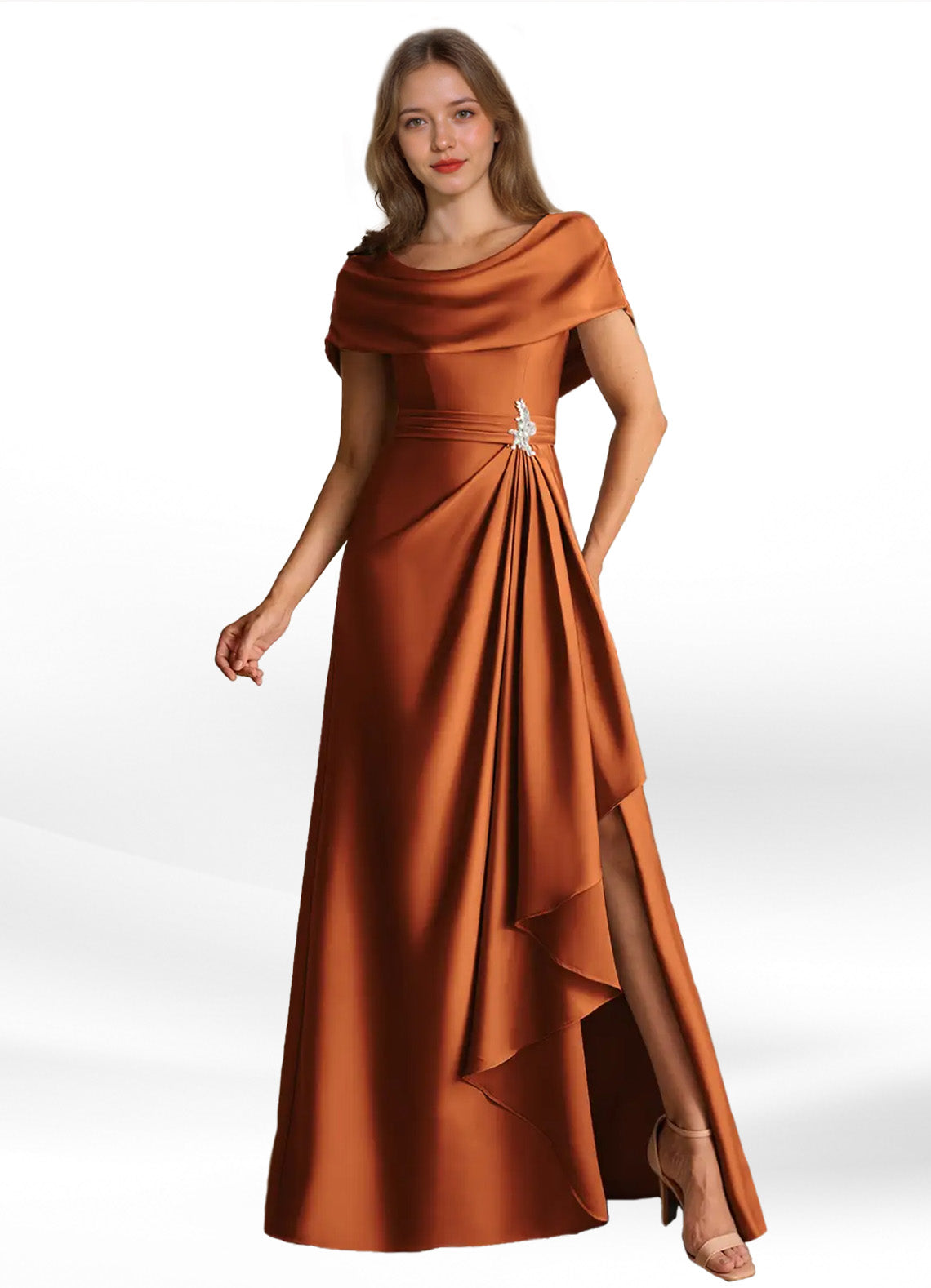 Augday Branford A-Line Pleated Stretch Satin Dress