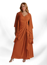Augday Manuella A-Line V-Neck Pleated Chiffon Dress