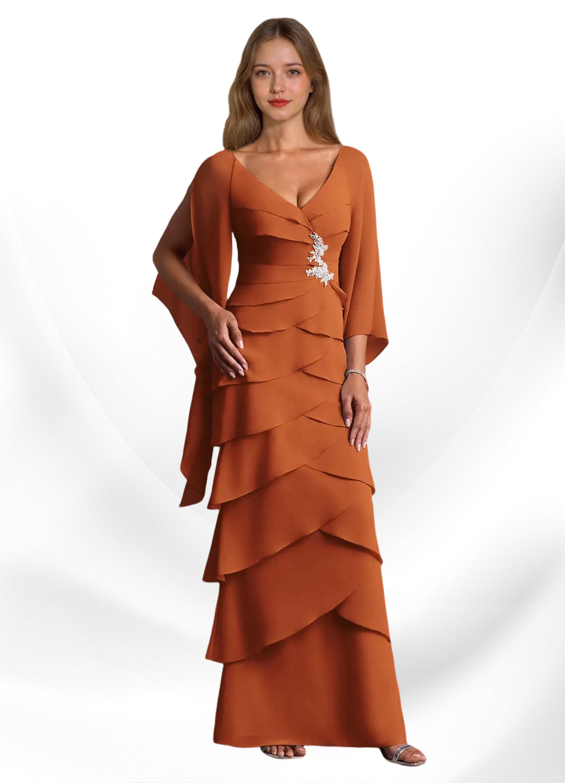 Augday Arabinda Sheath Ruched Chiffon Dress