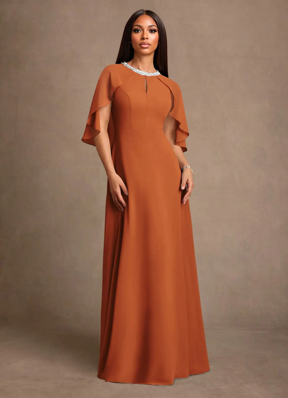 Augday Winnifred A-Line Beaded Chiffon Dress