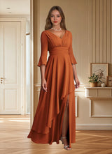 Augday Eire A-Line Pleated Chiffon Dress