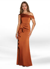 Augday Hamptons A-Line Pleated Stretch Satin Dress