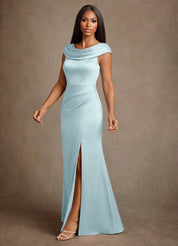 Augday Irvine A-Line Pleated Stretch Satin Dress