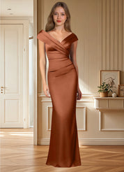 Augday Ludlow Mermaid Pleated Stretch Satin Dress