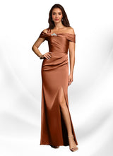 Augday Altonia Mermaid Off the Shoulder Stretch Satin Dress