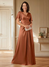 Augday Emmeline A-Line Pleated Stretch Satin Dress