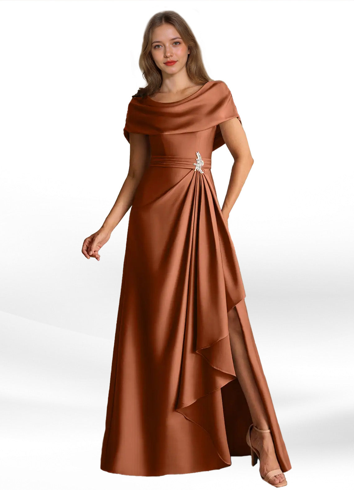 Augday Branford A-Line Pleated Stretch Satin Dress